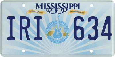 MS license plate IRI634