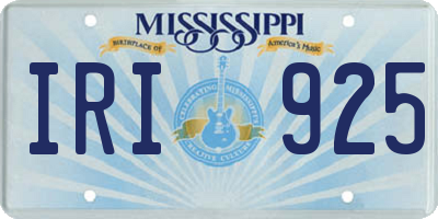 MS license plate IRI925