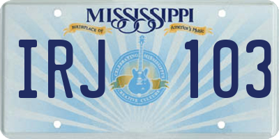 MS license plate IRJ103