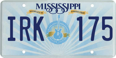 MS license plate IRK175