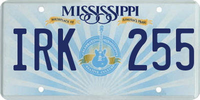 MS license plate IRK255
