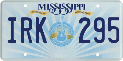MS license plate IRK295