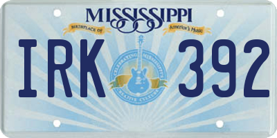 MS license plate IRK392