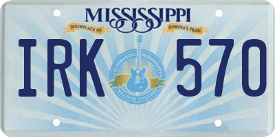 MS license plate IRK570