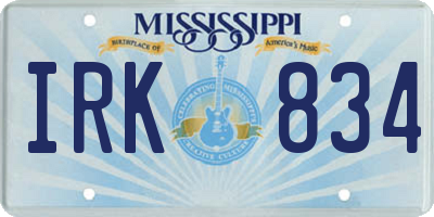 MS license plate IRK834