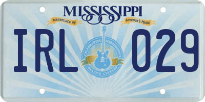 MS license plate IRL029