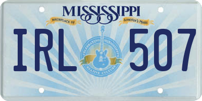 MS license plate IRL507