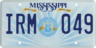 MS license plate IRM049