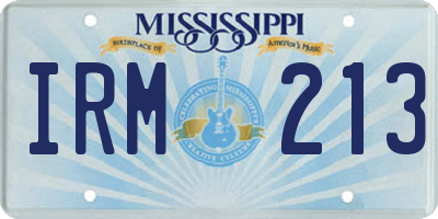 MS license plate IRM213