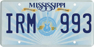 MS license plate IRM993