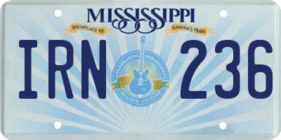 MS license plate IRN236