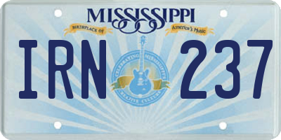 MS license plate IRN237