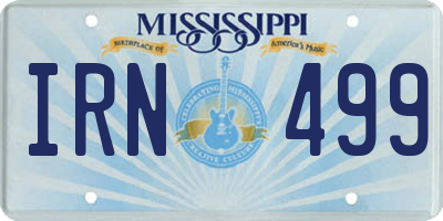 MS license plate IRN499