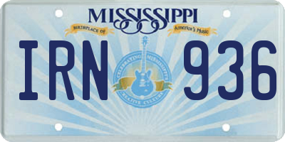 MS license plate IRN936