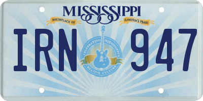 MS license plate IRN947