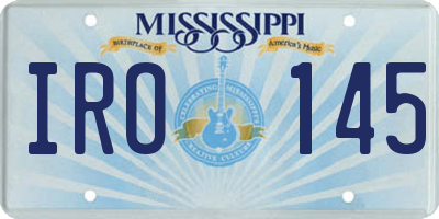 MS license plate IRO145
