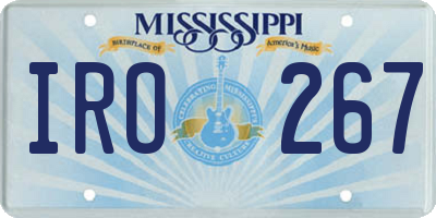 MS license plate IRO267