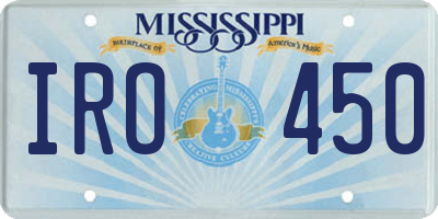 MS license plate IRO450