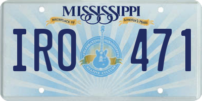 MS license plate IRO471