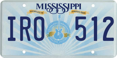 MS license plate IRO512