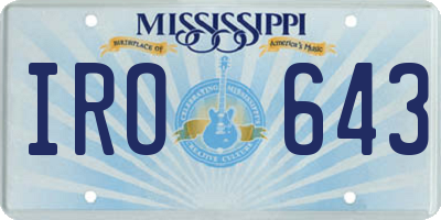 MS license plate IRO643