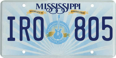 MS license plate IRO805