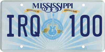 MS license plate IRQ100