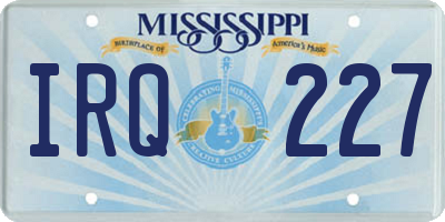 MS license plate IRQ227