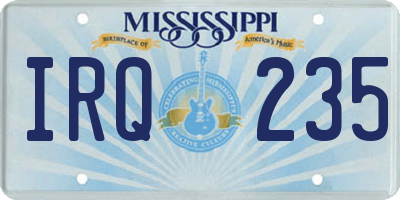 MS license plate IRQ235