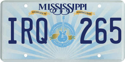 MS license plate IRQ265
