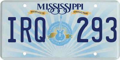 MS license plate IRQ293
