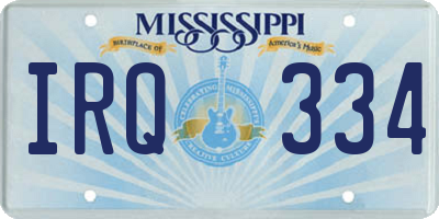 MS license plate IRQ334