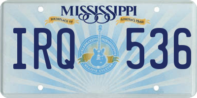 MS license plate IRQ536