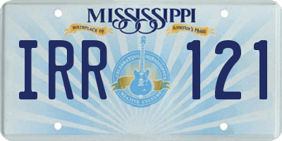 MS license plate IRR121