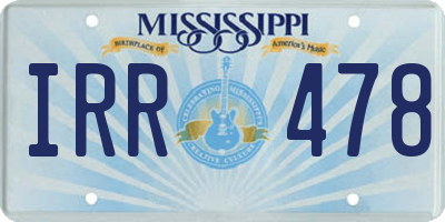 MS license plate IRR478