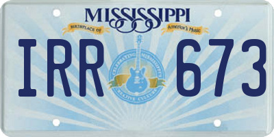 MS license plate IRR673