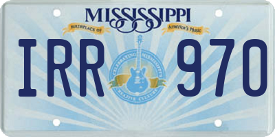 MS license plate IRR970