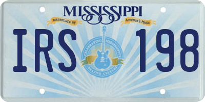 MS license plate IRS198