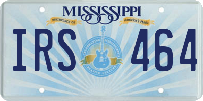 MS license plate IRS464