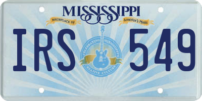 MS license plate IRS549