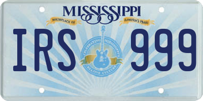 MS license plate IRS999