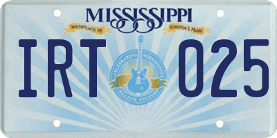MS license plate IRT025