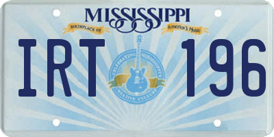 MS license plate IRT196