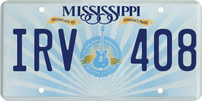 MS license plate IRV408