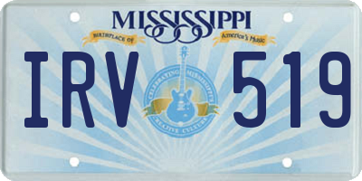 MS license plate IRV519
