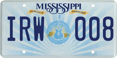 MS license plate IRW008