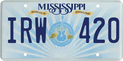 MS license plate IRW420