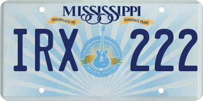 MS license plate IRX222