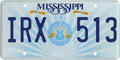 MS license plate IRX513