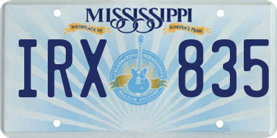 MS license plate IRX835